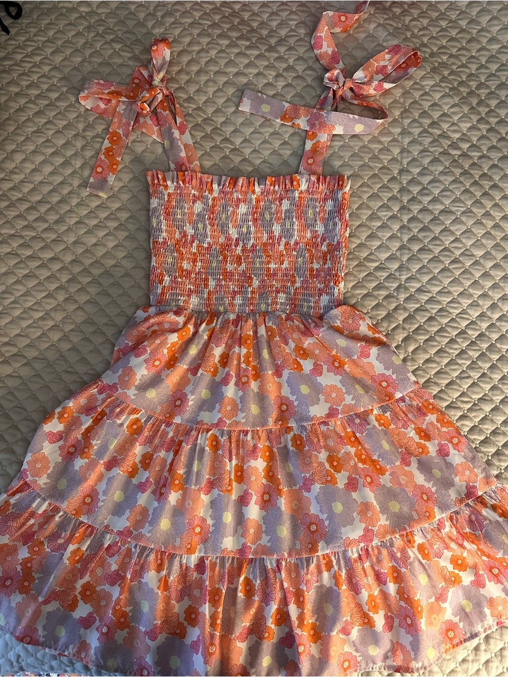 Pink Lily Women’s Pink & Orange Floral Tie-Shoulder Sundress